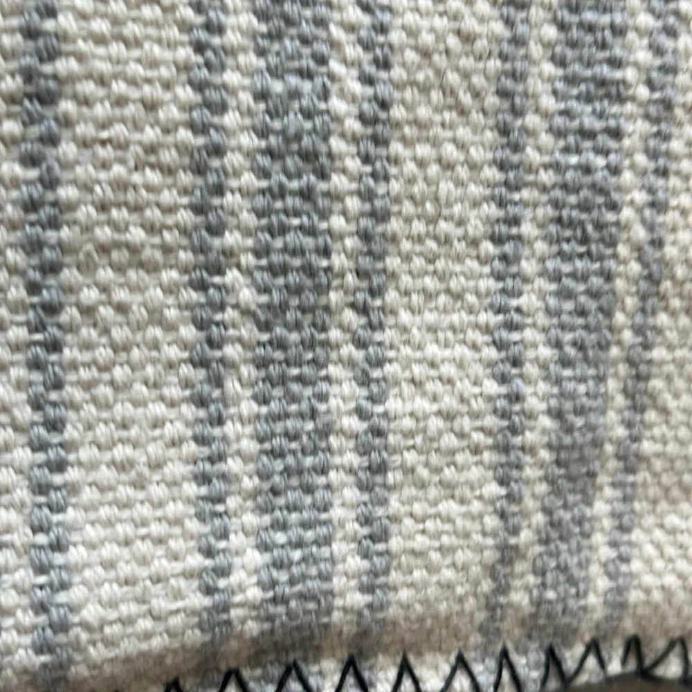 Pendleton Lyons cross stitch lumbar pillow cover striped Geo embroidered gray
